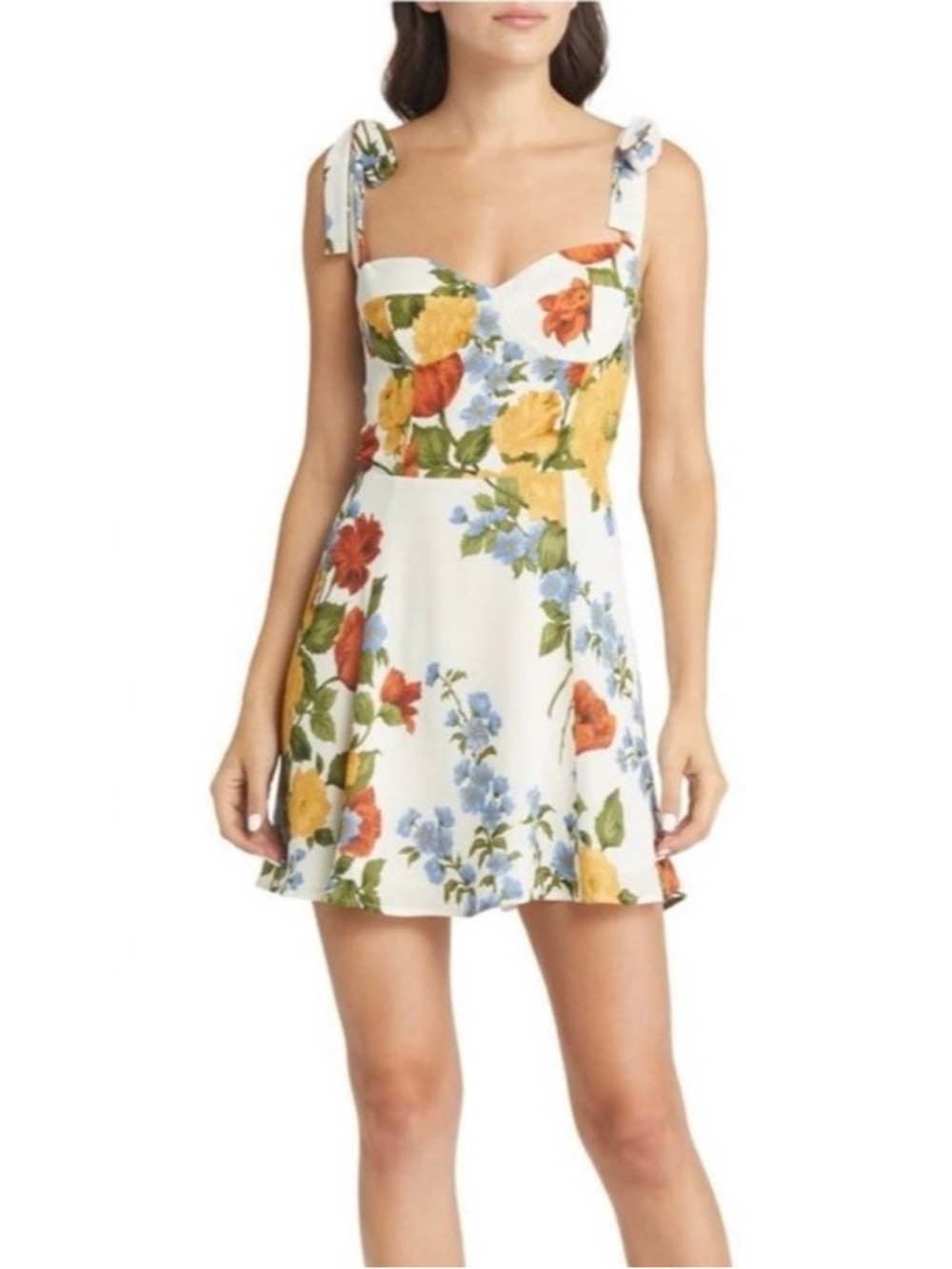 REFORMATION Niara Tie Strap Floral‎ Mini Dress